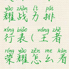 《王者荣耀》怎么看英雄的荣耀战力排行表(王者荣耀怎么看自己的英雄的荣耀战力排行)