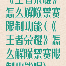 《王者荣耀》怎么解除禁赛限制功能(《王者荣耀》怎么解除禁赛限制功能呢)