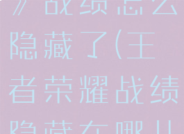 《王者荣耀》战绩怎么隐藏了(王者荣耀战绩隐藏在哪儿)