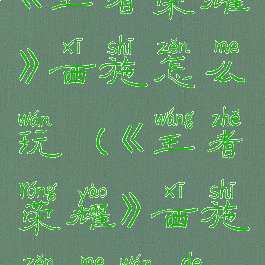 《王者荣耀》西施怎么玩(《王者荣耀》西施怎么玩的)