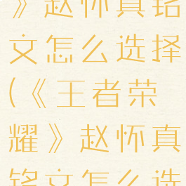 《王者荣耀》赵怀真铭文怎么选择(《王者荣耀》赵怀真铭文怎么选择技能)