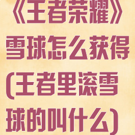 《王者荣耀》雪球怎么获得(王者里滚雪球的叫什么)