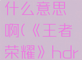 《王者荣耀》hdr是什么意思啊(《王者荣耀》hdr是什么意思啊知乎)