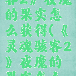 《灵魂骇客2》夜魔的果实怎么获得(《灵魂骇客2》夜魔的果实怎么获得的)