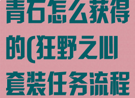 《狂野之心》青石怎么获得的(狂野之心套装任务流程)