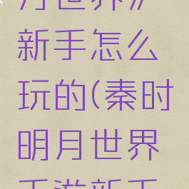 《秦时明月世界》新手怎么玩的(秦时明月世界手游新手攻略)