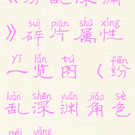 《纷乱深渊》碎片属性一览图(纷乱深渊角色培养)