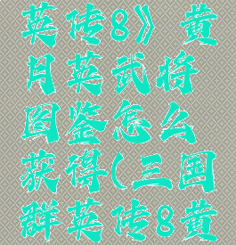 《三国群英传8》黄月英武将图鉴怎么获得(三国群英传8黄色武将)