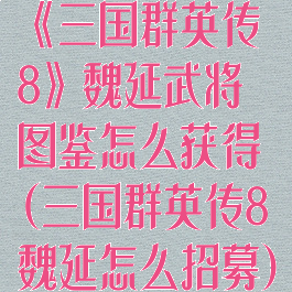 《三国群英传8》魏延武将图鉴怎么获得(三国群英传8魏延怎么招募)