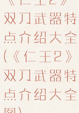 《仁王2》双刀武器特点介绍大全(《仁王2》双刀武器特点介绍大全图)