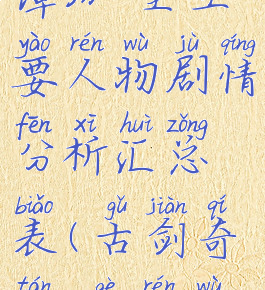 《古剑奇谭3》全主要人物剧情分析汇总表(古剑奇谭3各人物结局)