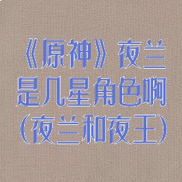 《原神》夜兰是几星角色啊(夜兰和夜王)