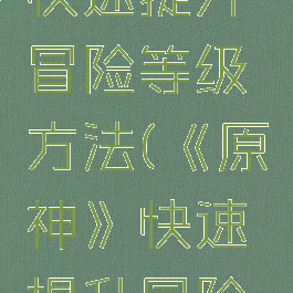 《原神》快速提升冒险等级方法(《原神》快速提升冒险等级方法)
