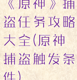 《原神》捕盗任务攻略大全(原神捕盗触发条件)