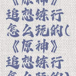 《原神》追想练行怎么玩的(《原神》追想练行怎么玩的)