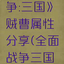 《全面战争:三国》贼曹属性分享(全面战争三国盗贼系统)