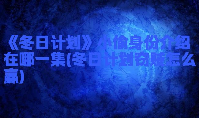 《冬日计划》小偷身份介绍在哪一集(冬日计划窃贼怎么赢)