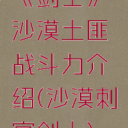 《剑士》沙漠土匪战斗力介绍(沙漠刺客剑士)