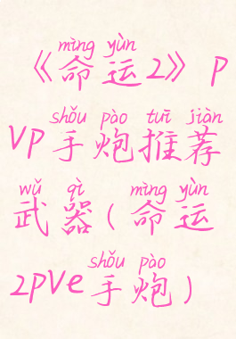 《命运2》pvp手炮推荐武器(命运2pve手炮)