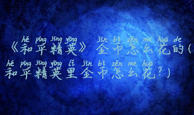 《和平精英》金币怎么花的(和平精英里金币怎么花?)