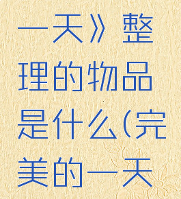 《完美的一天》整理的物品是什么(完美的一天剧情)