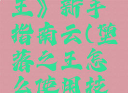 《堕落之王》新手指南云(堕落之王怎么使用技能)