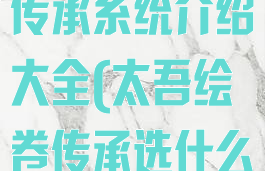 《太吾绘卷》传承系统介绍大全(太吾绘卷传承选什么选项)