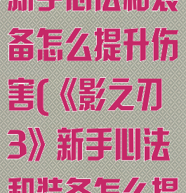 《影之刃3》新手心法和装备怎么提升伤害(《影之刃3》新手心法和装备怎么提升伤害值)