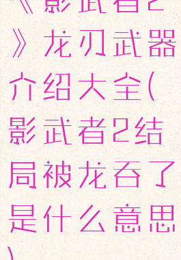 《影武者2》龙刃武器介绍大全(影武者2结局被龙吞了是什么意思)