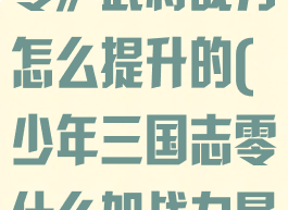 《少年三国志零》武将战力怎么提升的(少年三国志零什么加战力最多)