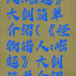 《怪物猎人:崛起》大剑简单介绍(《怪物猎人:崛起》大剑简单介绍视频)