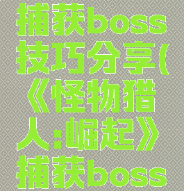 《怪物猎人:崛起》捕获boss技巧分享(《怪物猎人:崛起》捕获boss技巧分享在哪)