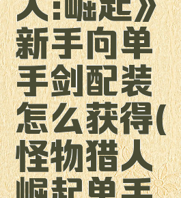 《怪物猎人:崛起》新手向单手剑配装怎么获得(怪物猎人崛起单手剑怎么样)