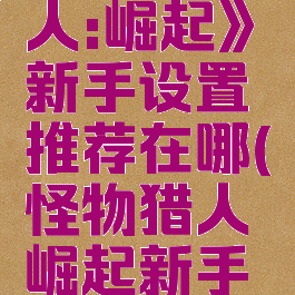 《怪物猎人:崛起》新手设置推荐在哪(怪物猎人崛起新手入门)