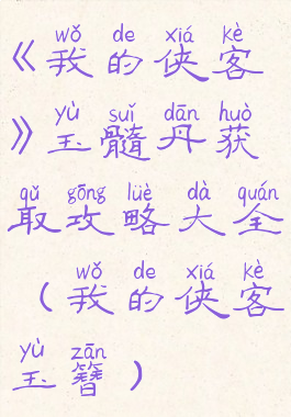 《我的侠客》玉髓丹获取攻略大全(我的侠客玉簪)