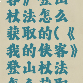 《我的侠客》登山杖法怎么获取的(《我的侠客》登山杖法怎么获取的啊)