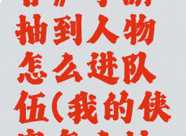 《我的侠客》手游抽到人物怎么进队伍(我的侠客怎么抽侠客)