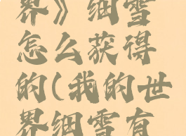 《我的世界》细雪怎么获得的(我的世界细雪有什么用)