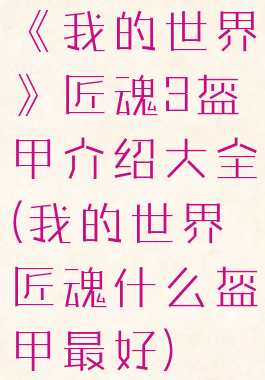 《我的世界》匠魂3盔甲介绍大全(我的世界匠魂什么盔甲最好)