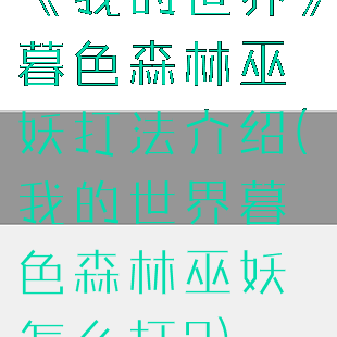 《我的世界》暮色森林巫妖打法介绍(我的世界暮色森林巫妖怎么打?)
