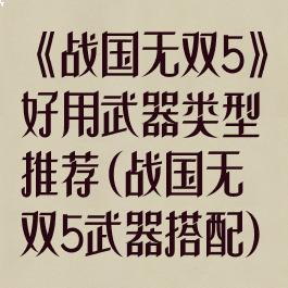 《战国无双5》好用武器类型推荐(战国无双5武器搭配)
