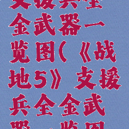 《战地5》支援兵全金武器一览图(《战地5》支援兵全金武器一览图片)
