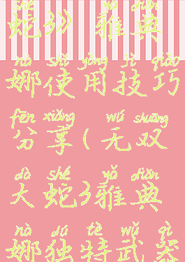 《无双大蛇3》雅典娜使用技巧分享(无双大蛇3雅典娜独特武器)