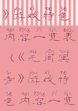 《无间冥寺》游戏特色内容一览表(《无间冥寺》游戏特色内容一览表)