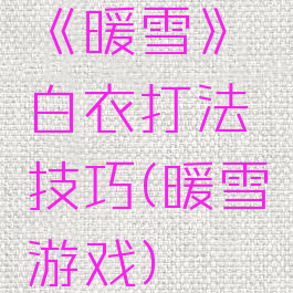 《暖雪》白衣打法技巧(暖雪游戏)