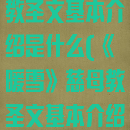 《暖雪》慈母教圣文基本介绍是什么(《暖雪》慈母教圣文基本介绍是什么)