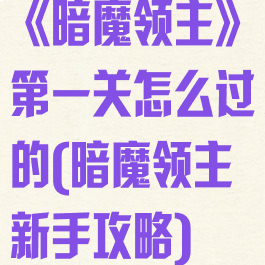 《暗魔领主》第一关怎么过的(暗魔领主新手攻略)