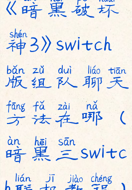《暗黑破坏神3》switch版组队聊天方法在哪(暗黑三switch联机教程)