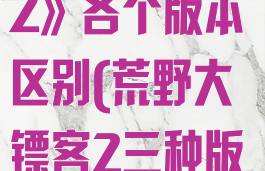 《荒野大镖客2》各个版本区别(荒野大镖客2三种版本)