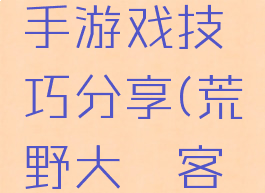 《荒野大镖客2》新手游戏技巧分享(荒野大镖客2玩法技巧)